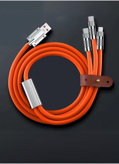120W 6A Fast Charging 3-in-1 Cable | Multi USB Charger Cord | Type-C, Micro USB & Lightning | Universal Compatibility for Phones & Tablets | 1.2m Durable Design