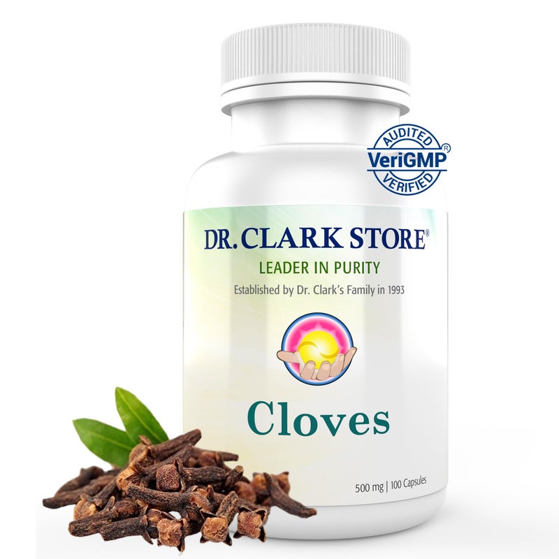 Dr Clark Store Dr Clark Cloves Healthcare Supplement Natural Digestive Health 500 mg 100 Pure Gelatin Capsules