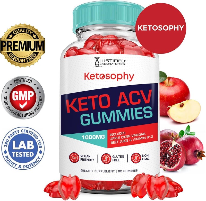 Justified Laboratories جستيفيد لابوراتوريز كيتوسوفي كيتو ACV جوميز تركيبة متقدمة 1000 ملغ كيتوسوفي كيتو جوميز خل التفاح مصنوعة من مسحوق عصير الرمان والبنجر B12 نباتي غير معدل وراثيًا 60 جوميز - Image 3