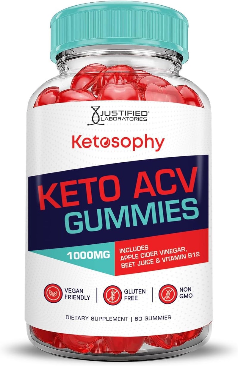 Justified Laboratories جستيفيد لابوراتوريز كيتوسوفي كيتو ACV جوميز تركيبة متقدمة 1000 ملغ كيتوسوفي كيتو جوميز خل التفاح مصنوعة من مسحوق عصير الرمان والبنجر B12 نباتي غير معدل وراثيًا 60 جوميز - Image 4