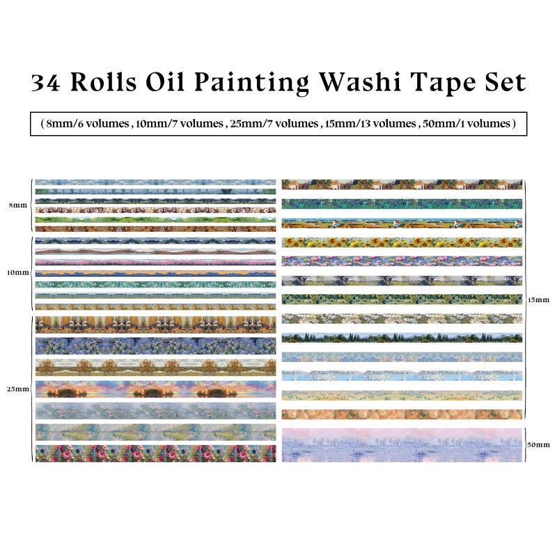 Bomichi 34 Rolls Washi Tape, Aesthetic Colored Decorative Cute Scrapbook Tape for Scrapbooking Supplies Journaling Craft Junk Journal - Image 4