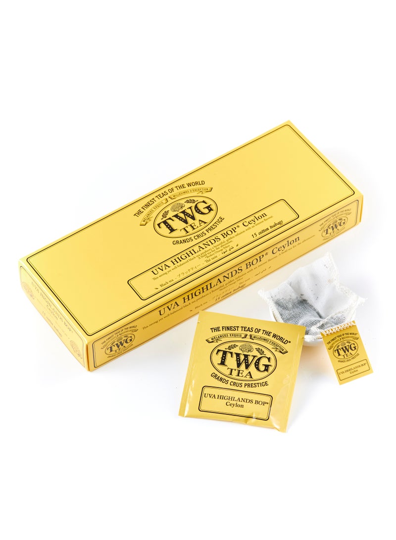 TWG Tea UVA Highlands BOP | Black Tea | Golden Infusion | 15 Hand Sewn Cotton Teabags | Gift Set - Image 1