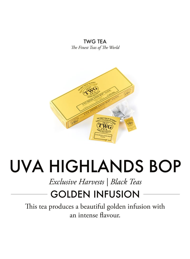TWG Tea UVA Highlands BOP | Black Tea | Golden Infusion | 15 Hand Sewn Cotton Teabags | Gift Set - Image 3