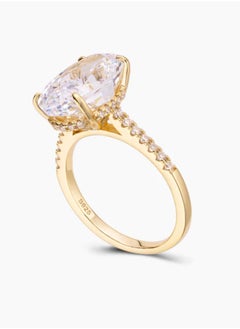 LAVEEN JEWELLERY 18k Gold and Rhodium Plated Ring | Classic crushed ice oval cut half pavé solitaire ring | 925 Sterling Silver with 5A Cubic Zirconia Gemstone | Women Jewelry & Accessories  - Image 2