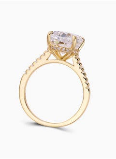 LAVEEN JEWELLERY 18k Gold and Rhodium Plated Ring | Classic crushed ice oval cut half pavé solitaire ring | 925 Sterling Silver with 5A Cubic Zirconia Gemstone | Women Jewelry & Accessories  - Image 3