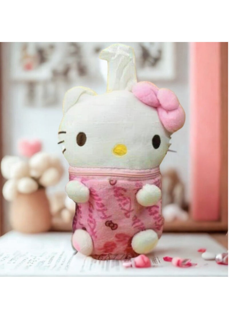 Generic Portable tissue holder with this pictured design - Cute plush cover with zipper and pull top opening - Perfect for kids and adults  - Image 1