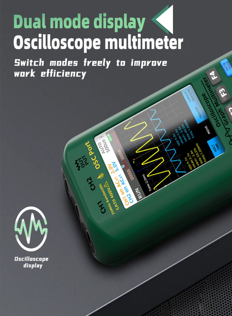 BSIDE 3in1 Handheld Graph Multimeter Oscilloscope Signal Source 3.98-inch TFT IPS Display Voltage Current Capacitance Frequency Resistance Continuity Diode Tester 25Mhz Bandwidth 250MSa/s Sampling - Image 5