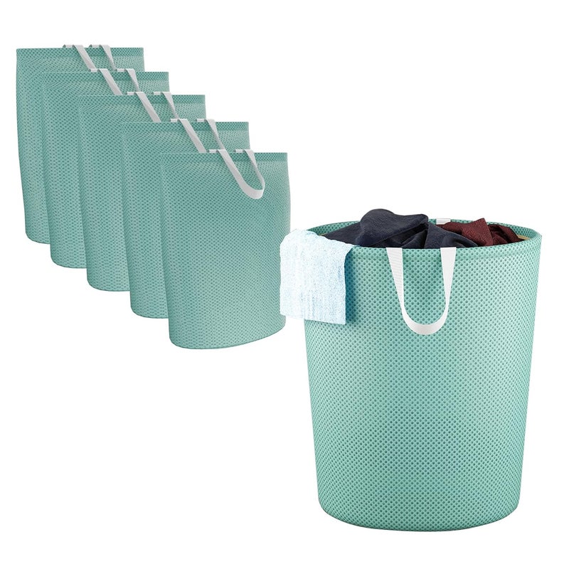 Kuber Industries Pack of 6 Polyester Mesh Laundry Bag with Zip Handles Reusable Washing Bags for Washing Machine Ideal for Delicate Fabrics Lingerie Shoes Protection YZ52 Green - Image 1