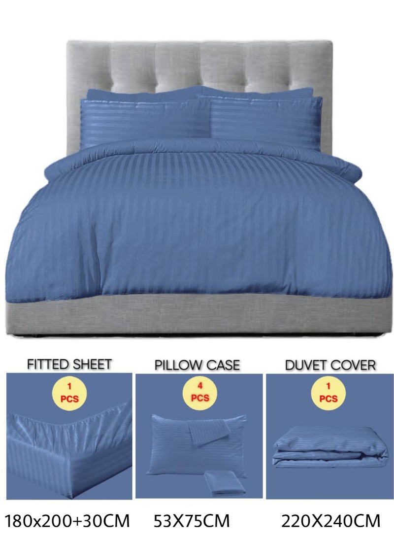 Blueberry 6 Pieces King Size Duvet Cover Set - Includes 1 Duvet Cover (220x240cm), 1 Fitted Sheet (180x200+30cm), 4 Pillow Cases - Image 2