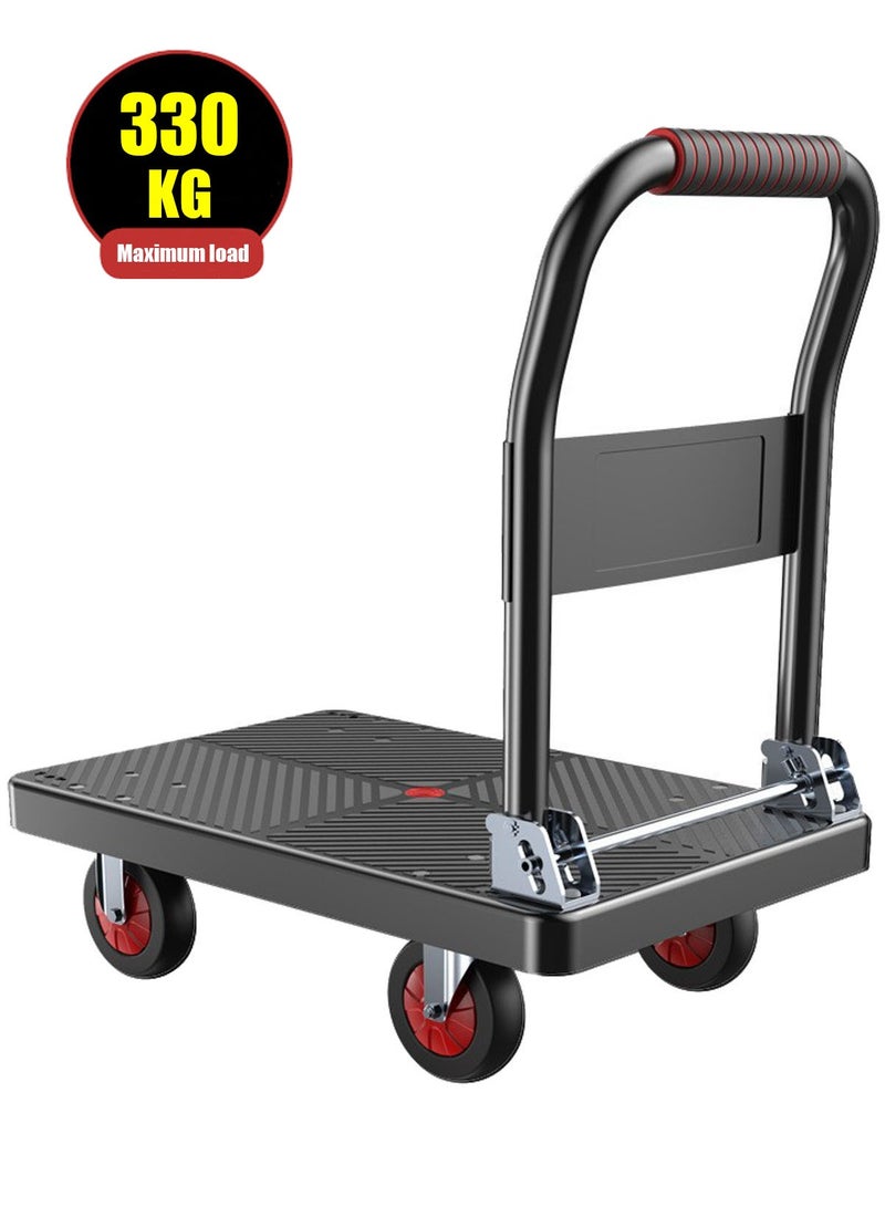 CUBEXELL Foldable Platform Trolley,Heavy Carry Cart Dolly, Bearing 330kg, Silent Wheel, Foldable Push Hand Cart for Loading and Storage,Pulling Moving Goods Cartons（Large 72 * 48cm） (Black) - Image 1