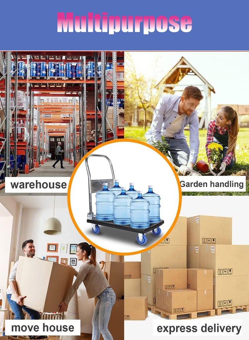 CUBEXELL Foldable Platform Trolley,Heavy Carry Cart Dolly, Bearing 330kg, Silent Wheel, Foldable Push Hand Cart for Loading and Storage,Pulling Moving Goods Cartons（Large 72 * 48cm） (Black) - Image 3