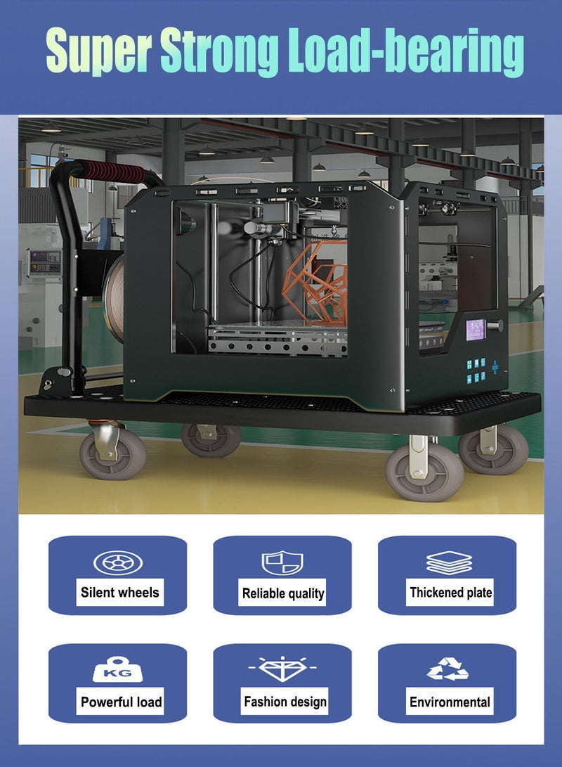 CUBEXELL Foldable Platform Trolley,Heavy Carry Cart Dolly, Bearing 330kg, Silent Wheel, Foldable Push Hand Cart for Loading and Storage,Pulling Moving Goods Cartons（Large 72 * 48cm） (Black) - Image 2