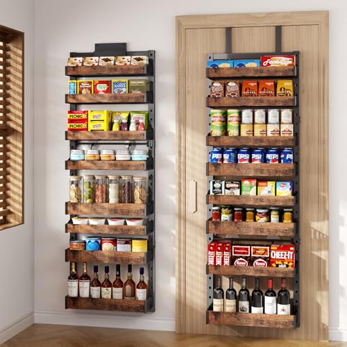 DAOTENGQL 8Tier Over The Door Pantry Organizer HeavyDuty Metal Wall Mount or Hanging Spice Rack behind the door storage Shelves with Adjustable Basket Back of Door Organizer for Kitchen Cabinet and Closet - Image 1