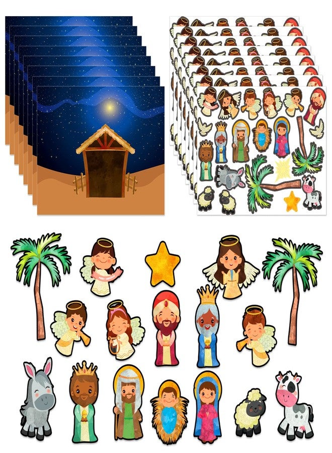 FaCraft Christmas Nativity Craft Stickers - 24 Sheets Self-Adhesive Make a Nativity Scene Sticker Funny Christmas Crafts Religious Party Favor Nativity Scene Party Game for Kids - Image 1