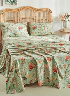 LUNA Home 4 Pieces Bedsheet Set, Roses Design with Dark Khaki Color.  - Image 3