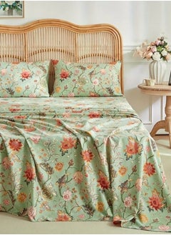 LUNA Home 4 Pieces Bedsheet Set, Roses Design with Dark Khaki Color.  - Image 1