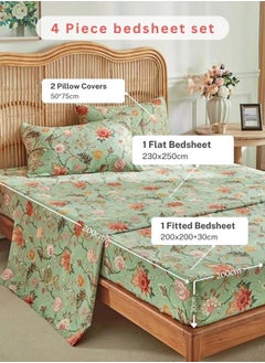 LUNA Home 4 Pieces Bedsheet Set, Roses Design with Dark Khaki Color.  - Image 2