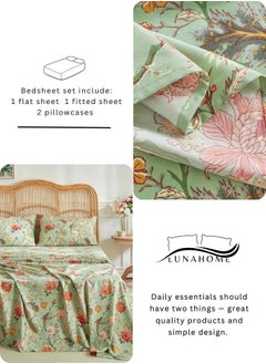 LUNA Home 4 Pieces Bedsheet Set, Roses Design with Dark Khaki Color.  - Image 5