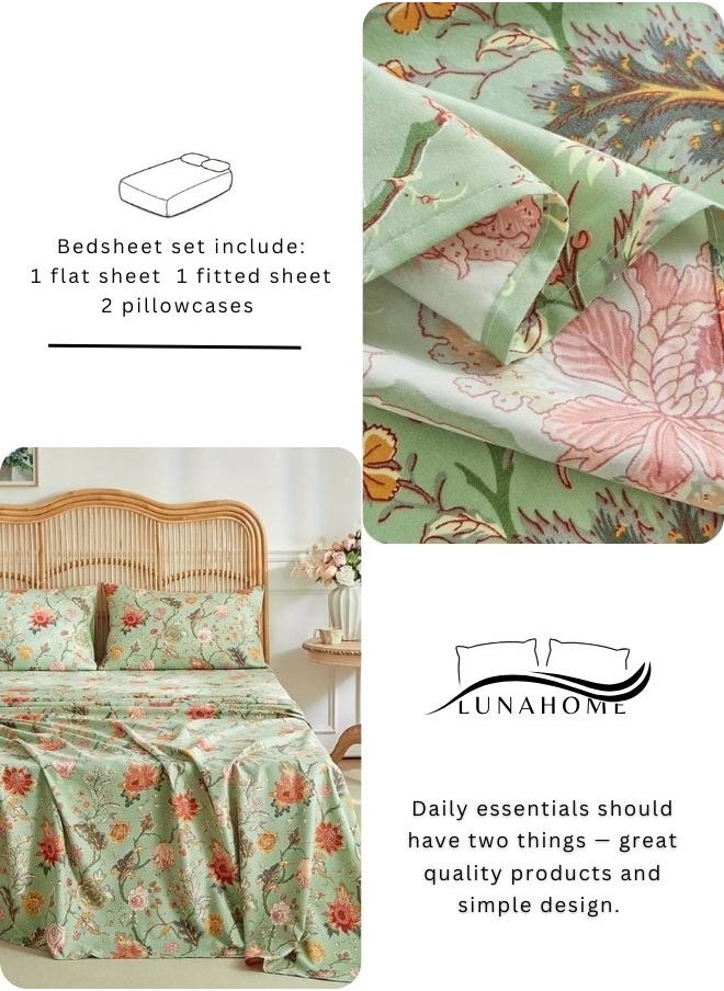 LUNA Home 4 Pieces Bedsheet Set, Roses Design with Dark Khaki Color.  - Image 5