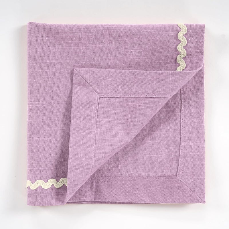 ZOMI Set of 6 Dinner Cloth Napkins High GSM 100 Cotton 18x18 Scallop RIC Rac Lace Washable Reusable Absorbent for Daily Use Weddings Xmas  Restaurants Lavender - Image 4