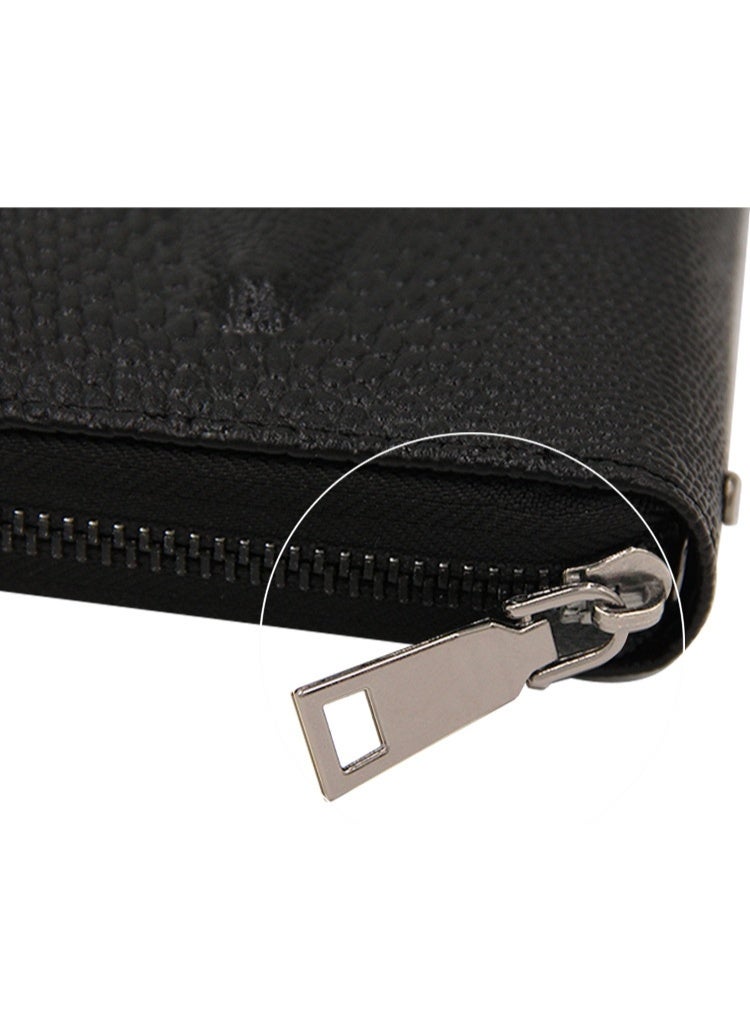 محافظ طويلة أنيقة من الجلد الطبيعي للرجال، محفظة بسحاب مخصصة، دفتر شيكات، حامل بطاقات ائتمان، محفظة كبيرة عتيقة - Image 4