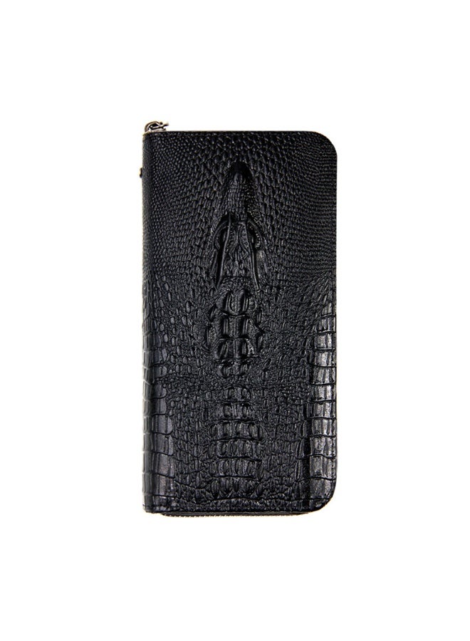 محافظ طويلة أنيقة من الجلد الطبيعي للرجال، محفظة بسحاب مخصصة، دفتر شيكات، حامل بطاقات ائتمان، محفظة كبيرة عتيقة - Image 1