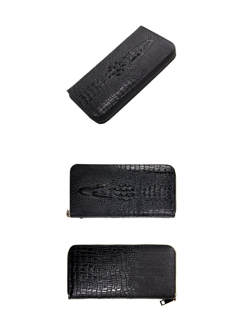 محافظ طويلة أنيقة من الجلد الطبيعي للرجال، محفظة بسحاب مخصصة، دفتر شيكات، حامل بطاقات ائتمان، محفظة كبيرة عتيقة - Image 5