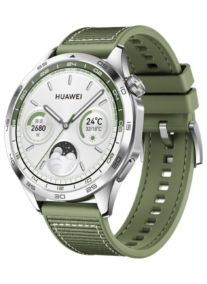 NIBEMINENT Nylon braided Silicone Sport Watch Strap/Watchband for Huawei Watch GT5/GT4 4 46MM Green  - Image 1