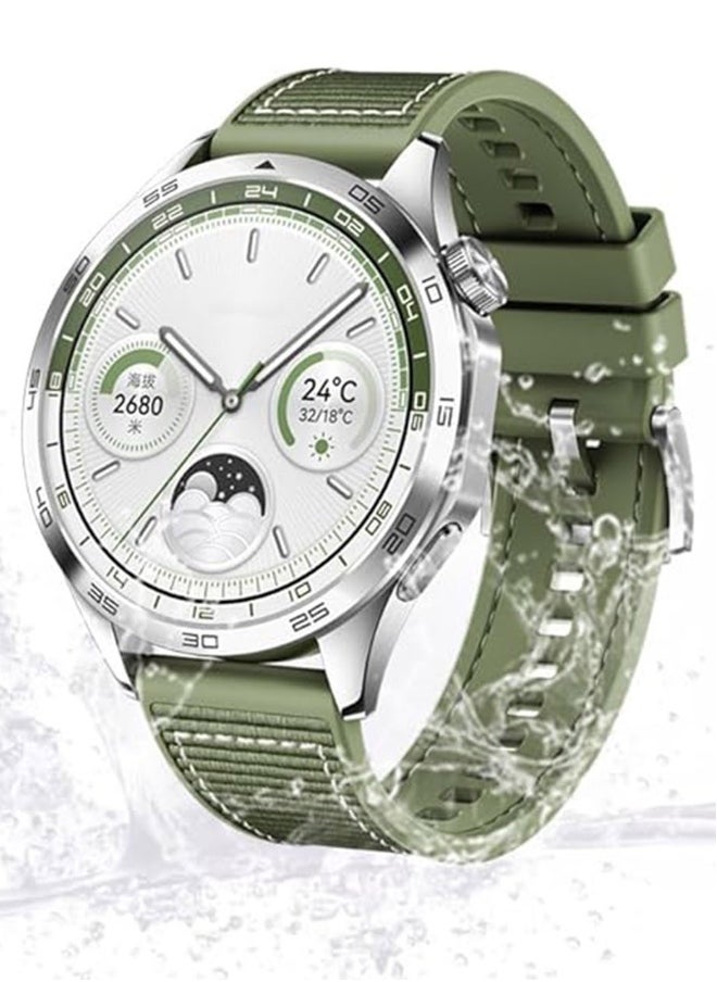 NIBEMINENT Nylon braided Silicone Sport Watch Strap/Watchband for Huawei Watch GT5/GT4 4 46MM Green  - Image 2