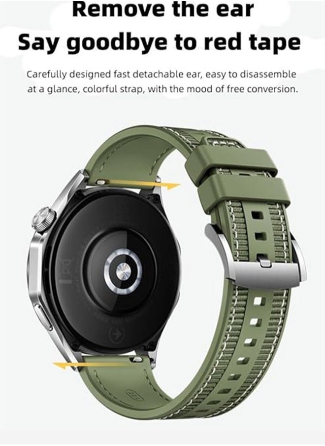 NIBEMINENT Nylon braided Silicone Sport Watch Strap/Watchband for Huawei Watch GT5/GT4 4 46MM Green  - Image 3