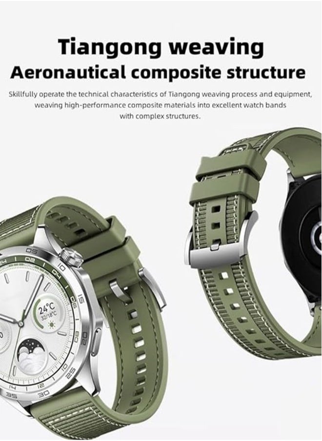 NIBEMINENT Nylon braided Silicone Sport Watch Strap/Watchband for Huawei Watch GT5/GT4 4 46MM Green  - Image 4