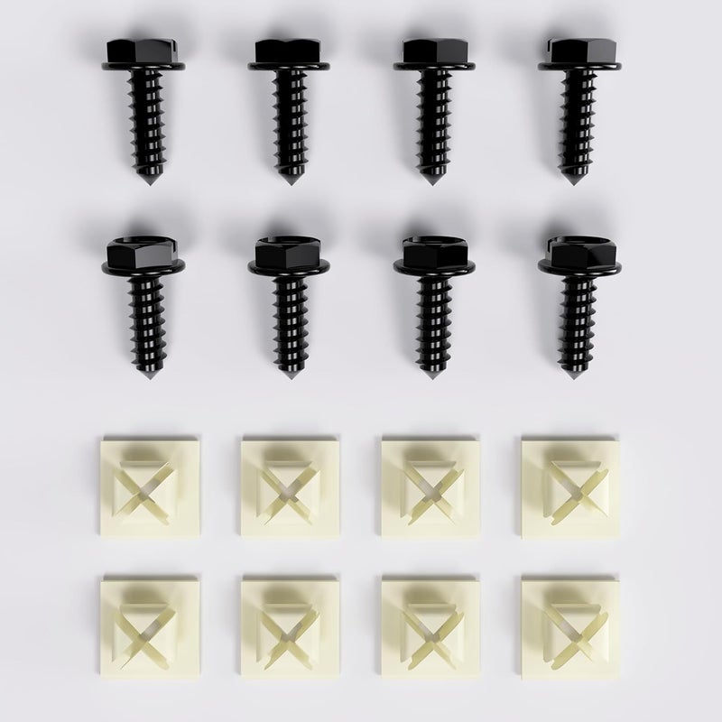 Couslcd Universal License Plate Screws, Stainless Steel Car Tag Plate Mounting Hardware, Anti-Theft, Rust-Proof Bolts for Securing License Plates Frames or Covers on Car, Truck, SUV (8 Sets Black) Hardened processed substance - Image 1