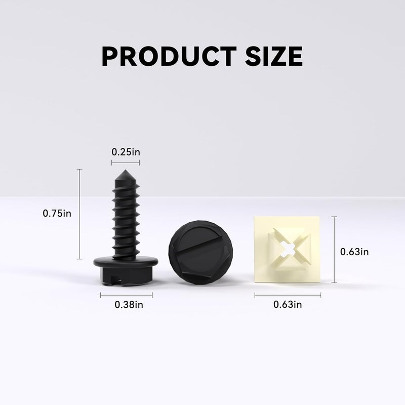 Couslcd Universal License Plate Screws, Stainless Steel Car Tag Plate Mounting Hardware, Anti-Theft, Rust-Proof Bolts for Securing License Plates Frames or Covers on Car, Truck, SUV (8 Sets Black) Hardened processed substance - Image 2