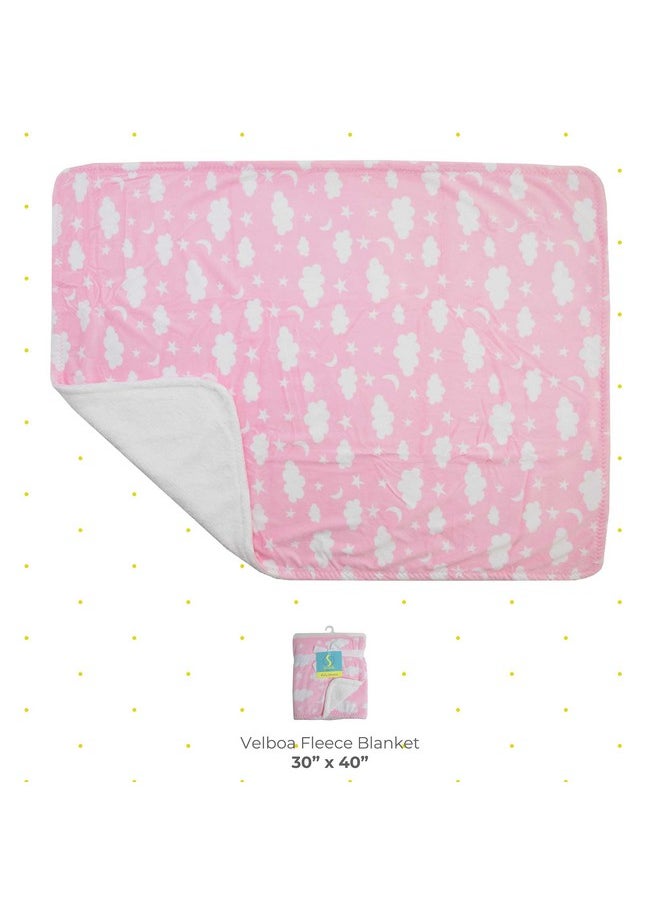 Spasilk Baby Girls Fleece Velboa Baby Blanket For Bed And Strollers Pink Clouds  - Image 3