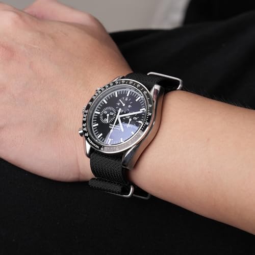TACTICAL FROG Nylon Watch Band 18mm 19 mm 20mm 22 mm 24 mm, Waterproof Military Watch Straps Replacement for Men Women, With Stainless Steel Buckle (Black, 18mm) - Image 5