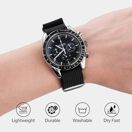 TACTICAL FROG Nylon Watch Band 18mm 19 mm 20mm 22 mm 24 mm, Waterproof Military Watch Straps Replacement for Men Women, With Stainless Steel Buckle (Black, 18mm) - Image 4