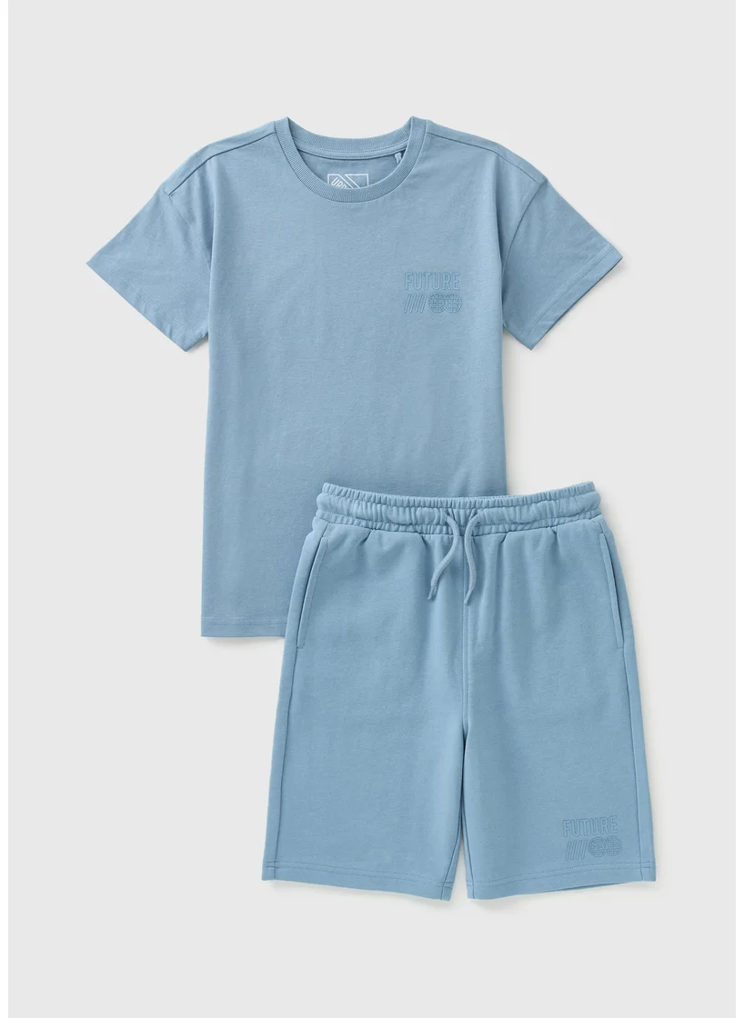 Matalan Boys Blue Future Top & Shorts Set