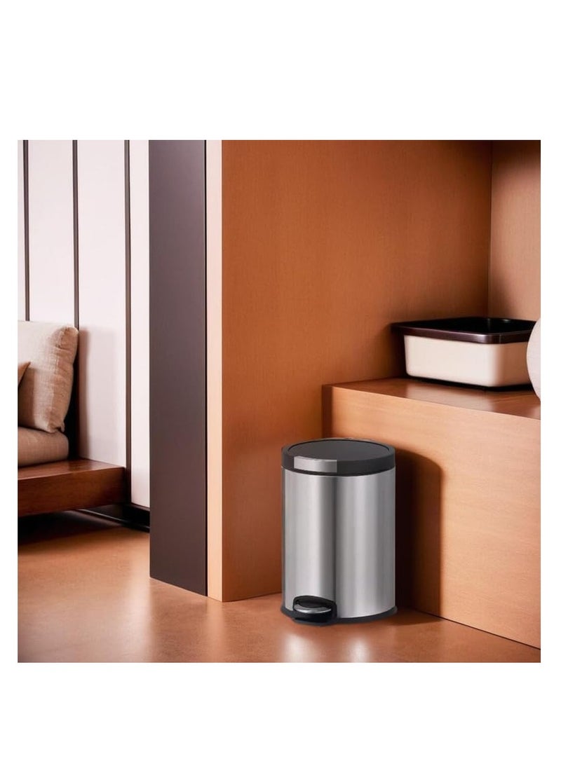 WT-EASYCARE 12L Stainless Steel Trash Bin – Removable Plastic Bucket, Soft Close & Stay-Open Lid, Strong Pedal, Odor Control, Non-Skid Base, Anti-Fingerprint – Ideal for Home, Office, Bedroom & Events  - Image 3