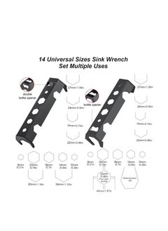 SYOSI 2 Pcs Multifunctional Basin Wrench, Faucet Wrench, 14 Sizes Sink Wrench Set, Faucet Plumbing Pipe Tools, Universal Under Sink Plumbers Wrench for Tight Spaces, Wrench Repair Tools for Men  - Image 3