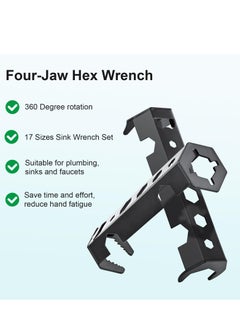 SYOSI 2 Pcs Multifunctional Basin Wrench, Faucet Wrench, 14 Sizes Sink Wrench Set, Faucet Plumbing Pipe Tools, Universal Under Sink Plumbers Wrench for Tight Spaces, Wrench Repair Tools for Men  - Image 5