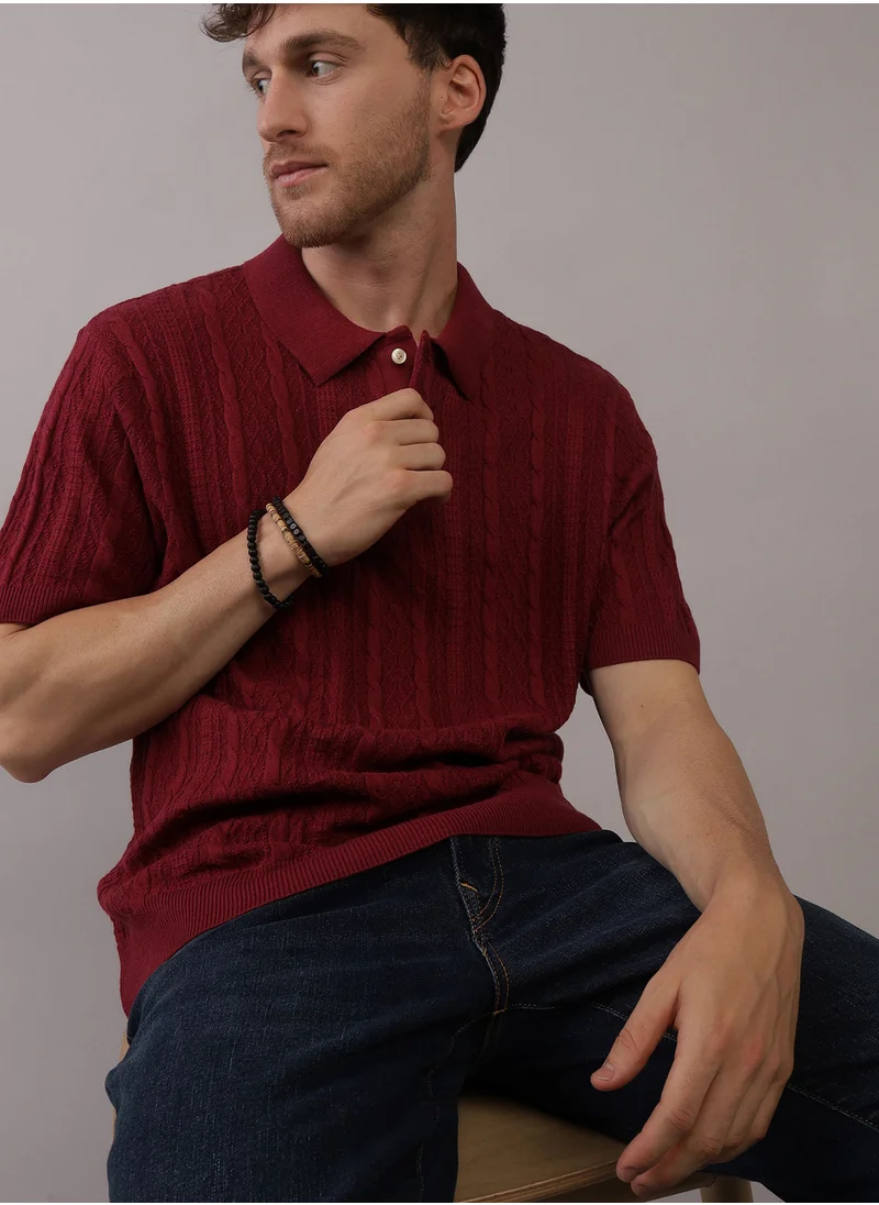 امريكان ايجل Textured Polo Neck Sweater