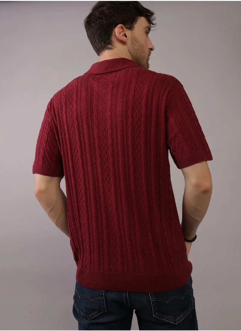 امريكان ايجل Textured Polo Neck Sweater