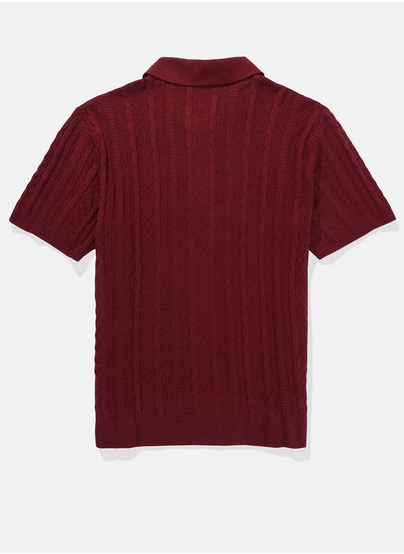 امريكان ايجل Textured Polo Neck Sweater
