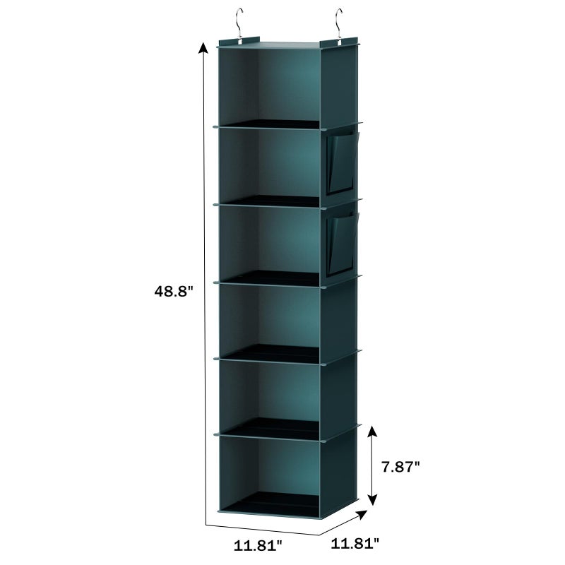 YOUDENOVA Hanging Closet Organizer, 6-Shelf Closet Hanging Storage Shelves, Green - Image 5