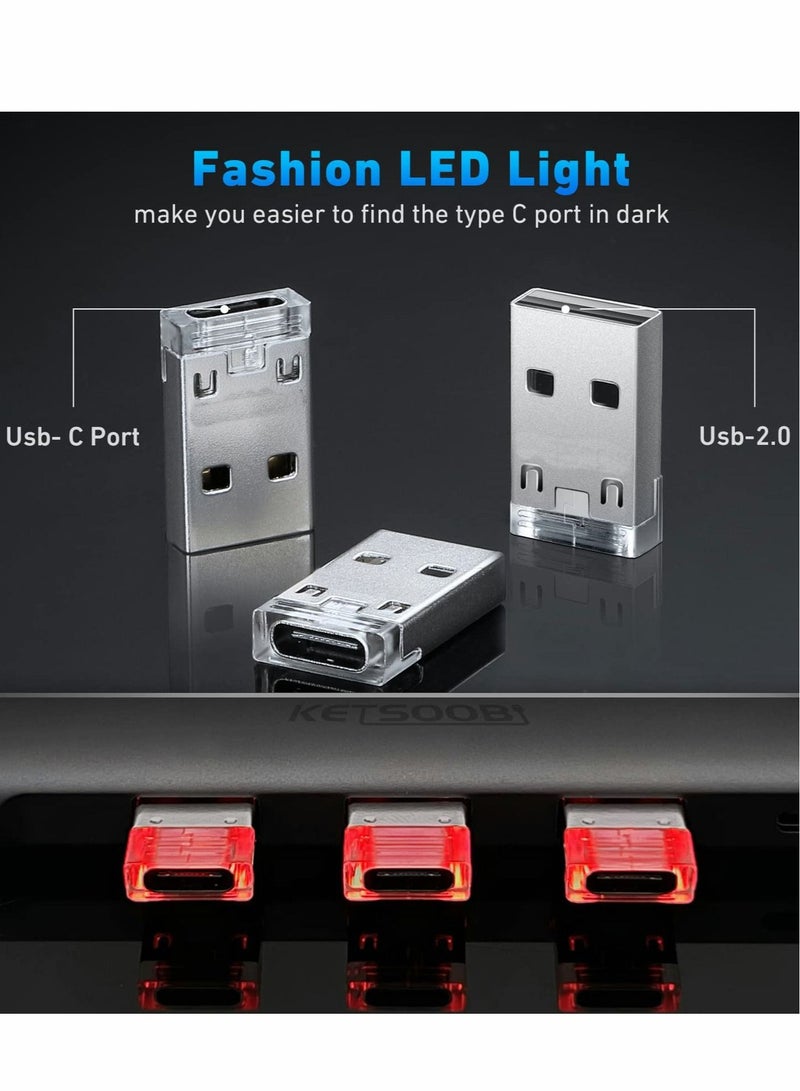 Captaintech USB A Male to USB C Female Adapter 3 Pack, USB Adaptor with Atmosphere Light Type C to USB Converter Compatible with iPhone14/13 Pro Max, Airpods, Apple iWatch, Samsung Galaxy S22, Google Pixel - Image 2