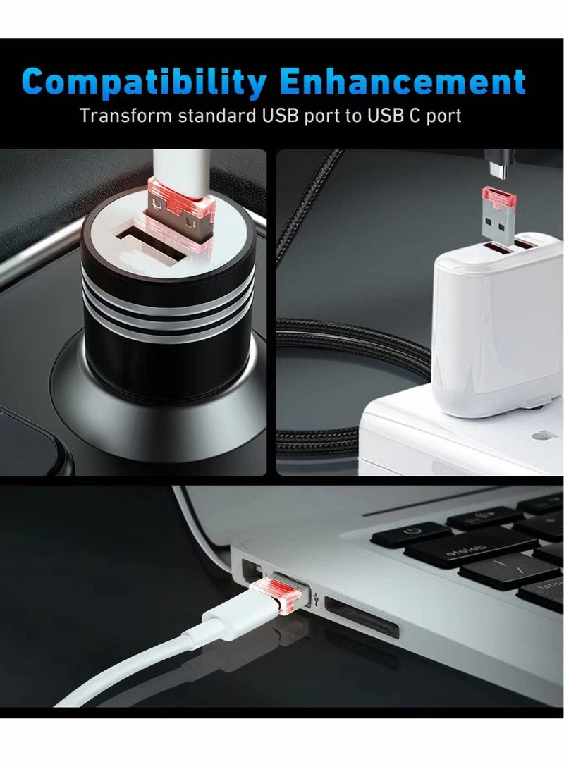 Captaintech USB A Male to USB C Female Adapter 3 Pack, USB Adaptor with Atmosphere Light Type C to USB Converter Compatible with iPhone14/13 Pro Max, Airpods, Apple iWatch, Samsung Galaxy S22, Google Pixel - Image 4