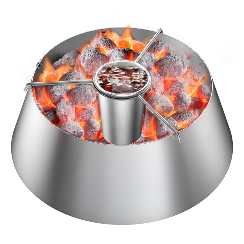 Skyflame Stainless Steel BBQ Whirlpool with Beer Can, Barbecue Whirlpool Accessories Compatibel with Big Green Egg/Kamado, Weber Charcoal Kettle - Image 1