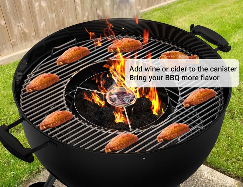 Skyflame Stainless Steel BBQ Whirlpool with Beer Can, Barbecue Whirlpool Accessories Compatibel with Big Green Egg/Kamado, Weber Charcoal Kettle - Image 4