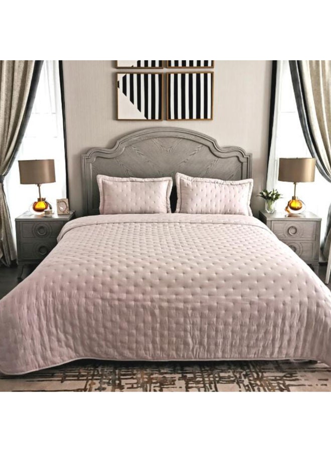 3 Pieces Bedspread Pillow Cover Purple King 250x240 Cm