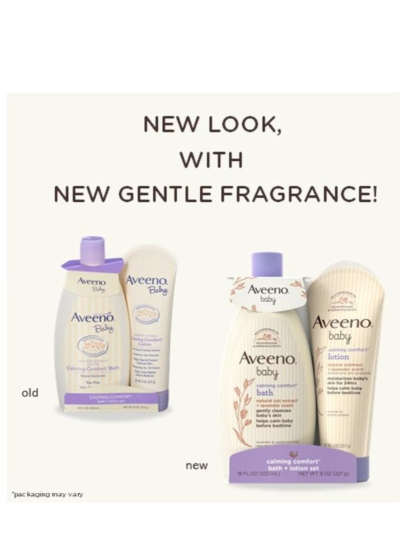 Aveeno Aveeno Baby Calming Comfort Bath and Lotion Set Baby Skin Care Products with Natural Oat Extract, Lavender and Vanilla 2 Pack - Image 2